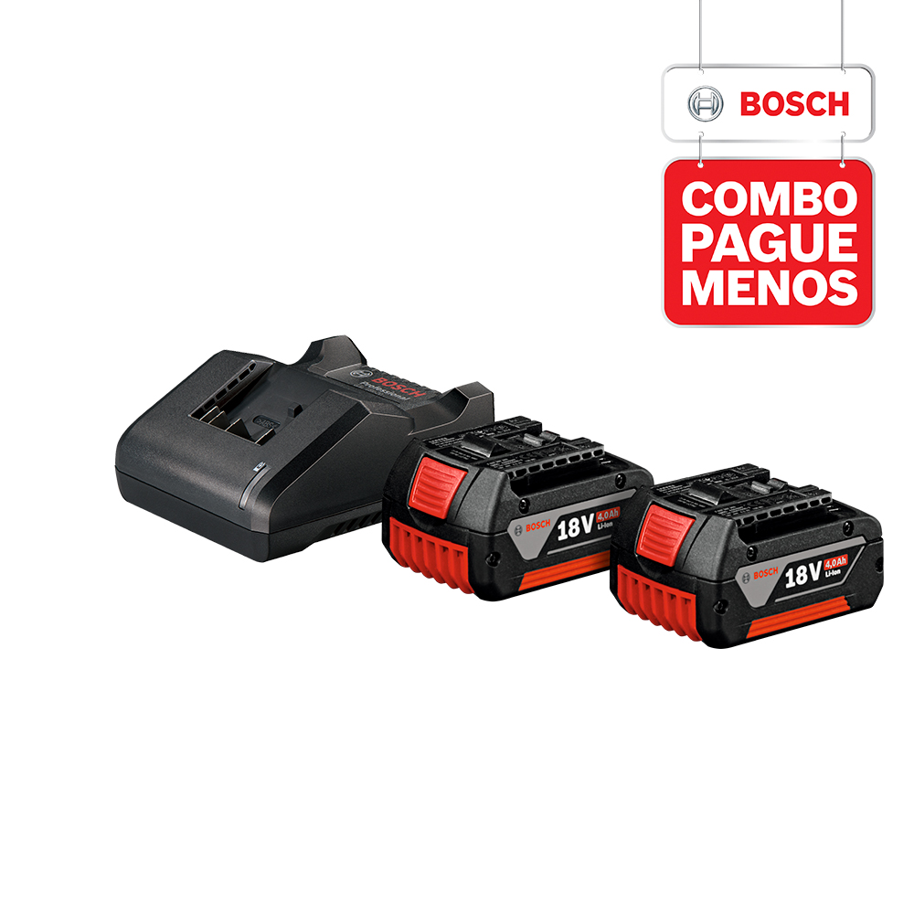 Martelete Perfurador a Bateria Bosch GBH 180-LI SDS-Plus 18V + Esmerilhadeira a bateria GWS 180-LI 18V, com 2 baterias 18V 4,0Ah 1 carregador e 1 bolsa de transporte
